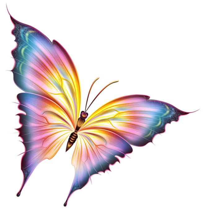 png免抠漂亮的手绘重彩蝴蝶