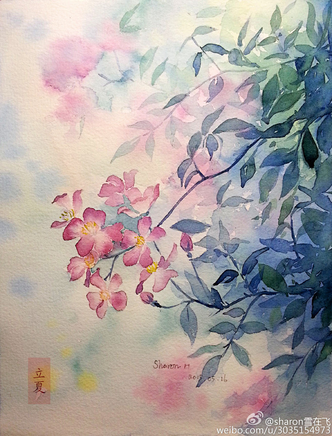水彩水彩画二十四节气