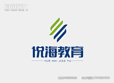 教育logo家教辅导班培训机构绿蓝色海洋海水条纹波纹