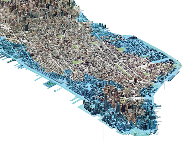 如果海平面上升5英尺,曼哈顿会这样…