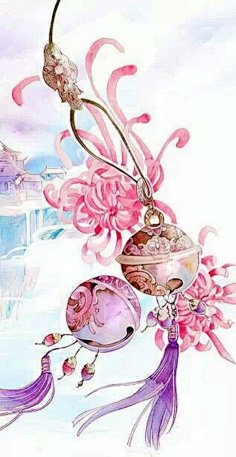 com 手绘古物【铃铛】【粉色】【彼岸花】【古风】@北坤人素材