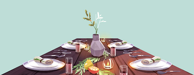 插画| 美食 | 就餐场景-花瓣网|陪你做生活的设计师