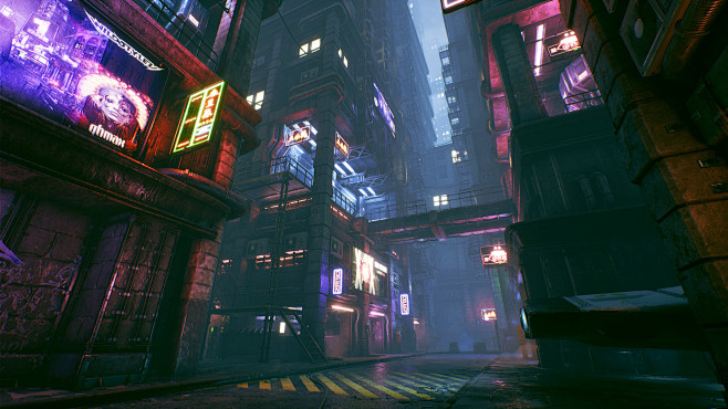 cyberpunkcityalleyunrealengine4michalbacacyberpunkcityalley