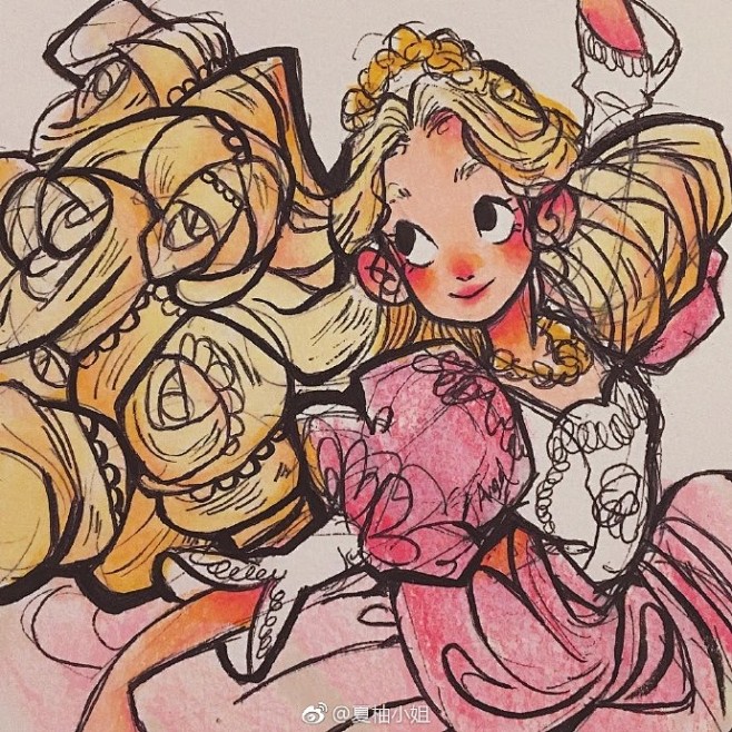 马克笔手绘少女插画少女心爆棚