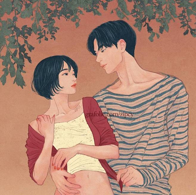 com 韩国插画师 zipcy 笔下情侣同居生活的日常 1 grafolio.