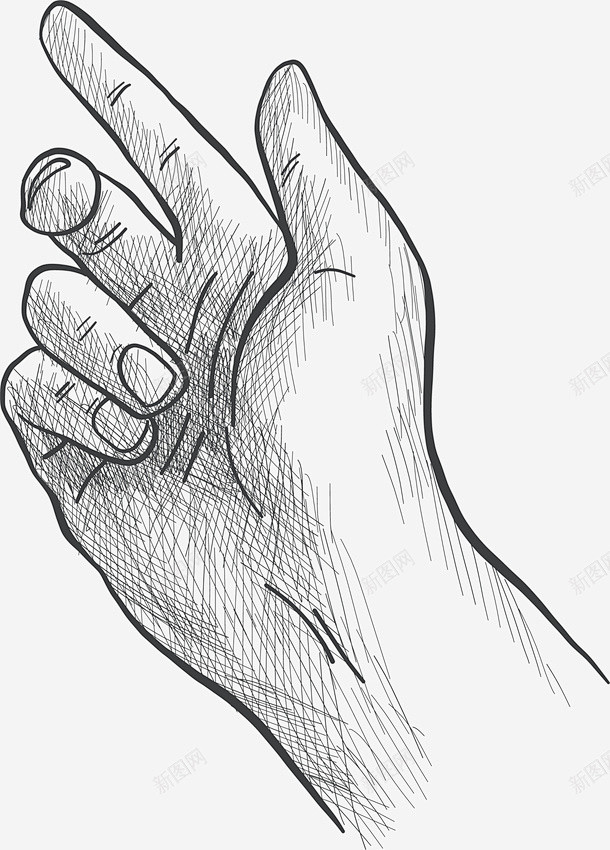 手绘速写素描手部手势矢量图图标高清素材ok大拇指手势手势v手势图标