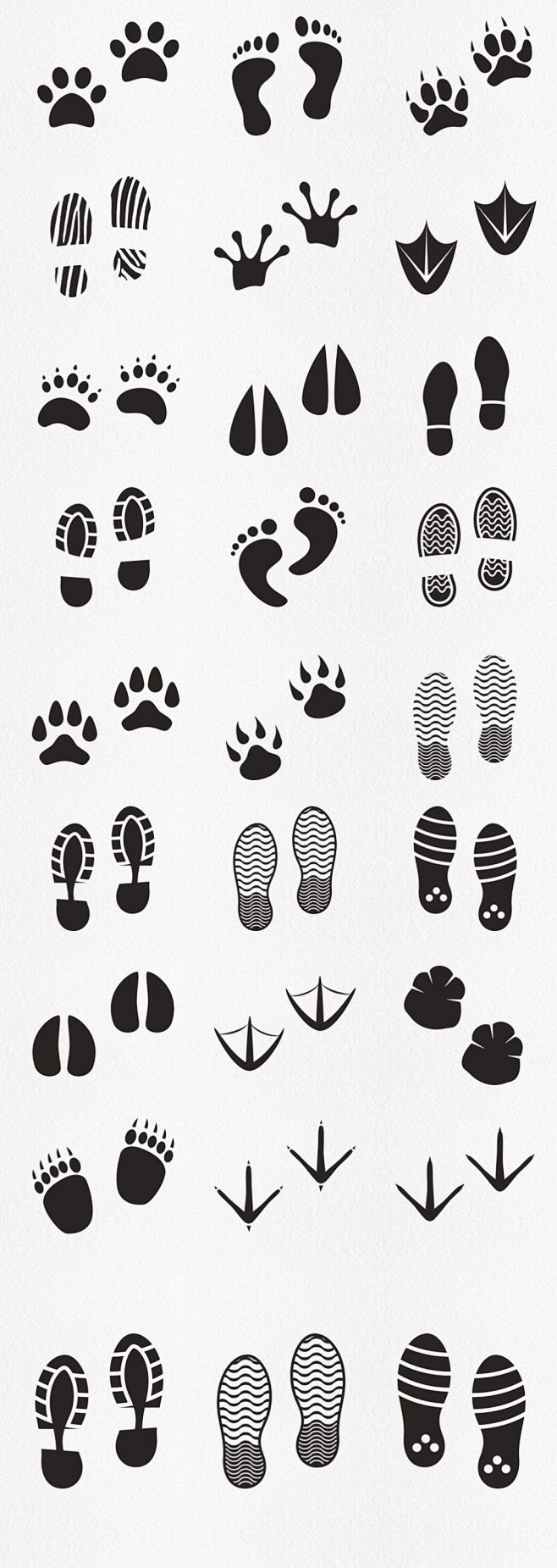 各种黑白动物脚印人类鞋印png素材