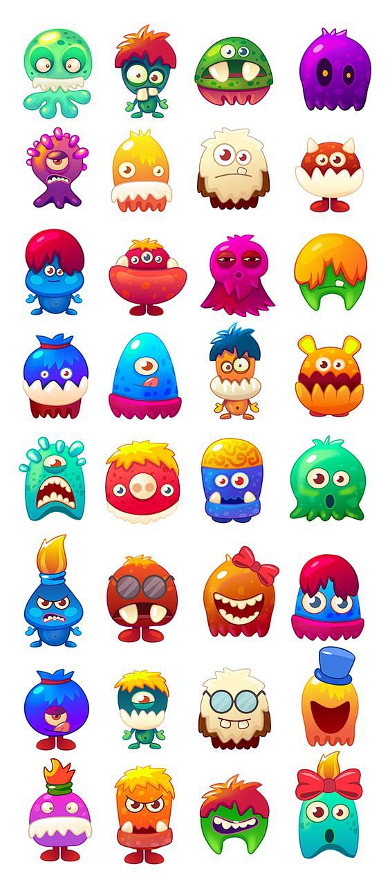 43characters(affinity designer on behance:怪兽只有一个石头的