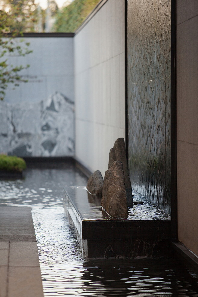 福州中海锦城花园 展示区 现代简雅 置石 水景景墙 禅意 景观设计(sed