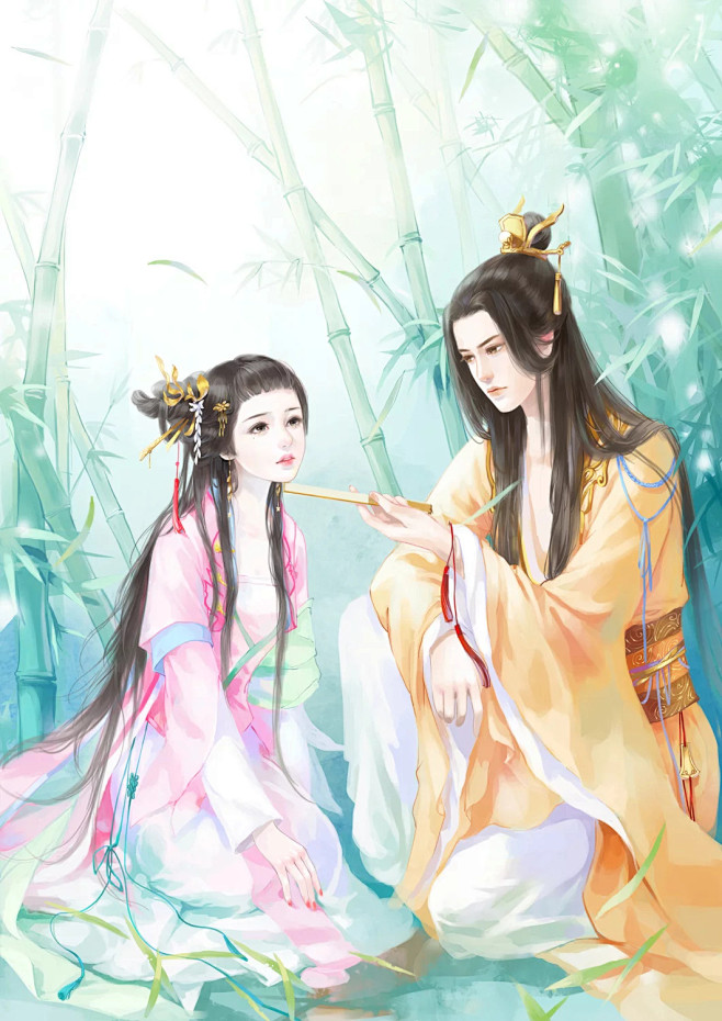 手绘古装情侣