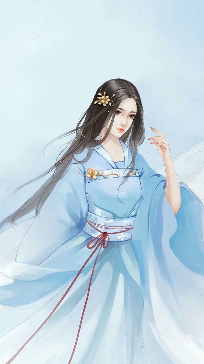 手绘古风人物系列---蓝紫
