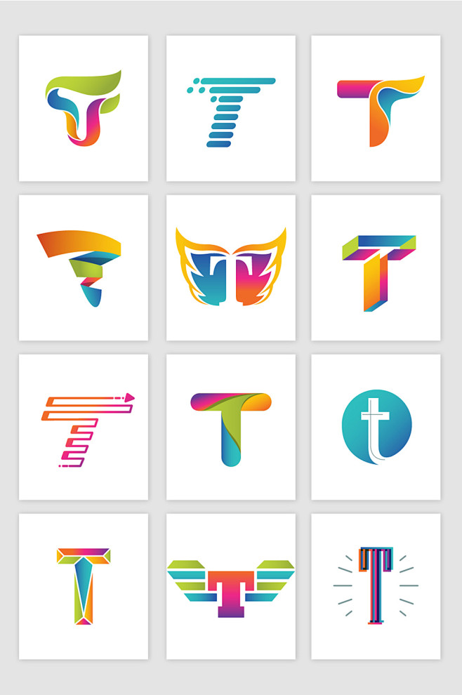 t字母标志logo矢量设计图形