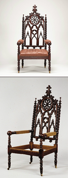 哥特复兴家具的特点是将哥特建筑的元素通过家具和装饰物来重新诠释.