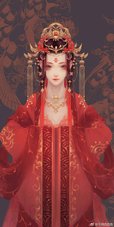 中式婚纱-花瓣网|陪你做生活的设计师 古风手绘 无敌攻紫/绘