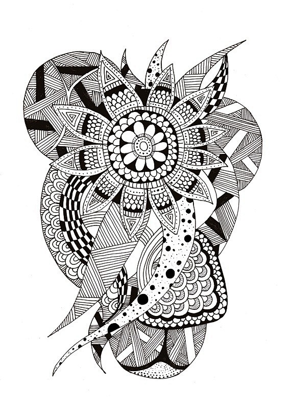 缠绕画,曼陀罗和各种花纹