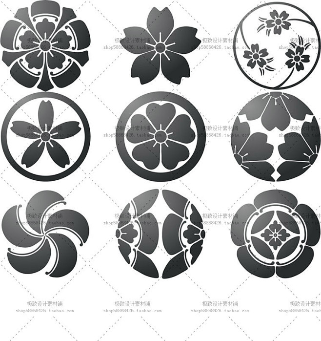 和风日本主题日式花纹图案图腾logo标志ai矢量图设计素材淘宝网