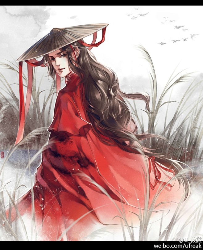 ps音画:古风插画之红衣少年