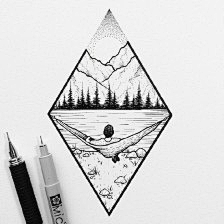 针管画 黑白画 手绘 素描 背景 临摹 纹身 装饰 插画