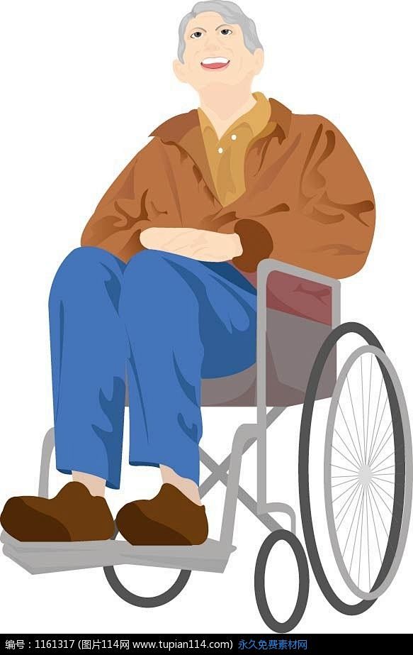 坐在轮椅上的老人插画