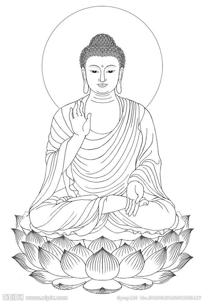 释迦牟尼佛白描像