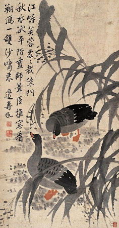 com 边寿民,善画花鸟尤以画泼墨芦雁而驰名江淮,有"边芦雁"之称.