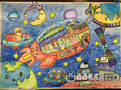 线描xiaotong【土星人】采集到六年级小学生科技幻想画图片作品5www