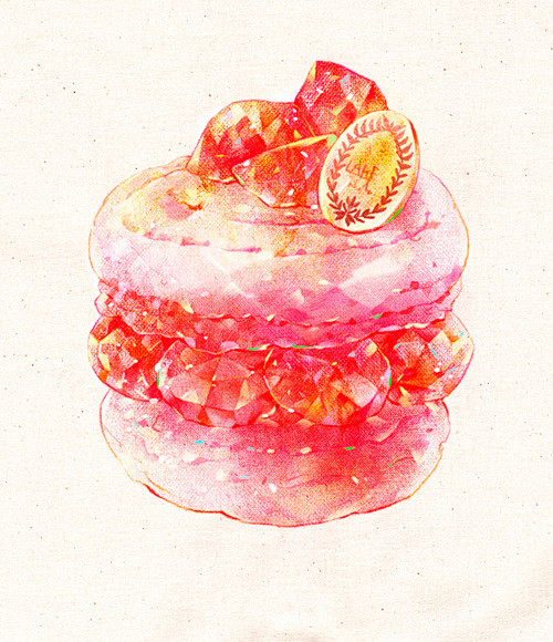 草莓刨冰涂鸦水彩插画手绘美食素材