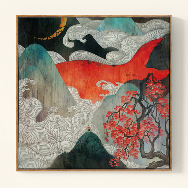 墙蛙大鱼海棠正版周边音乐专辑封面版画鲲客厅