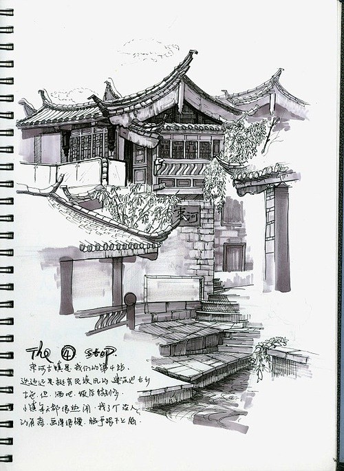 建筑速写-花瓣网|陪你做生活的设计师 | 江南,风景速写