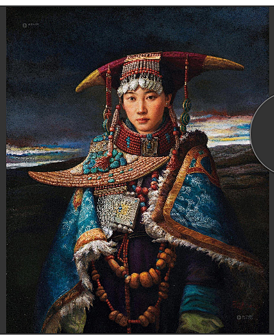 油画家马健油画作品欣赏2005年作蒙族姑娘
