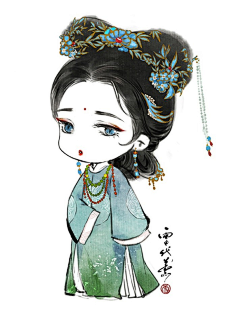 可爱q版美女
