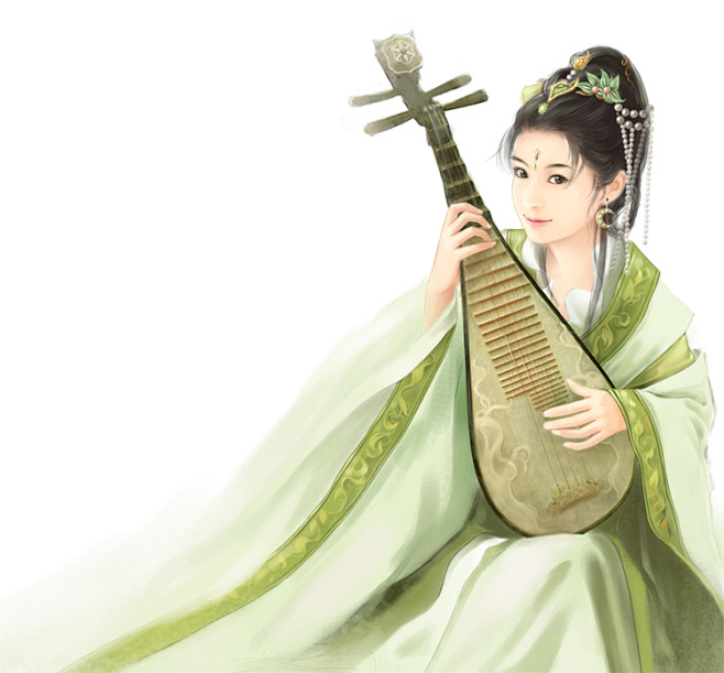 古装古风手绘美女美男人物动画游戏插画线稿彩图中国风素材图库