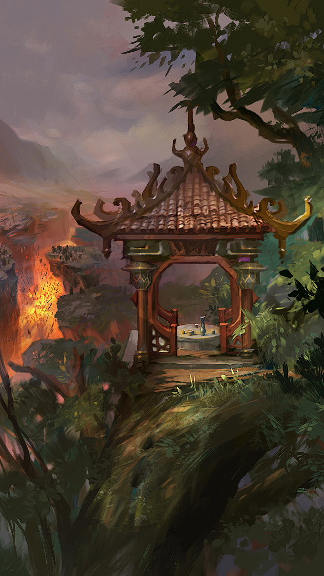 香蕉你个不呐呐采集到古风建筑场景 游戏原画