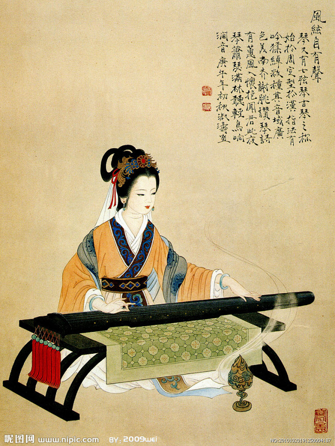 杨淑涛古琴仕女