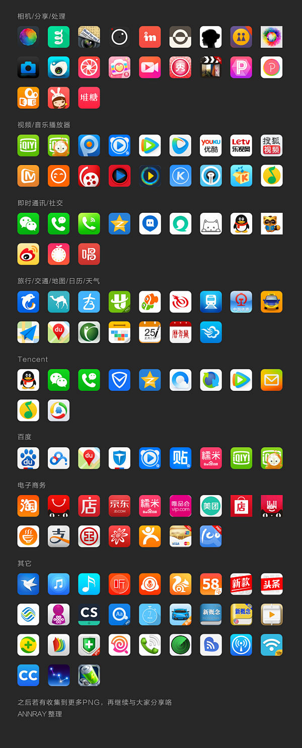 设计素材:130个常见app icon png 100x100图标集整理