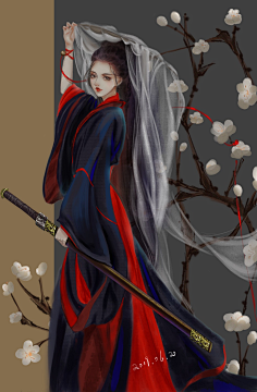 com 练习(女剑客)_三十六棠__插画师作品_涂鸦王国gracg.