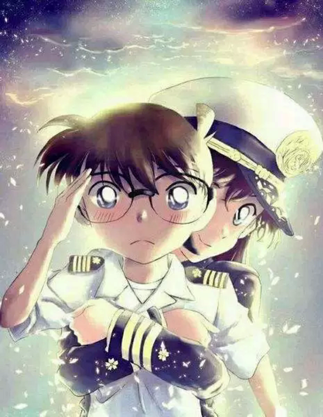 名侦探柯南p站原创同人漫画动画插图彩绘新一毛利兰怪盗基