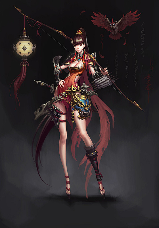 原画中国风弓箭手刺客女