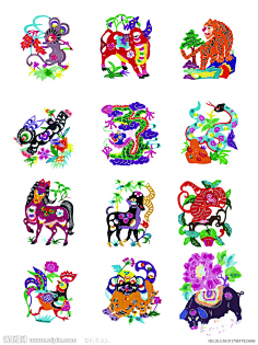 com 年画 剪纸 十二生肖 子鼠  丑牛