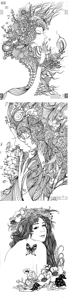 黑白插画,装饰画,手绘