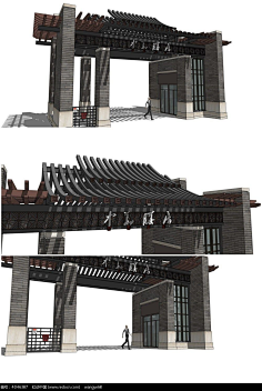 com 中式古典建筑su大门模型图片 sucai.redocn.com