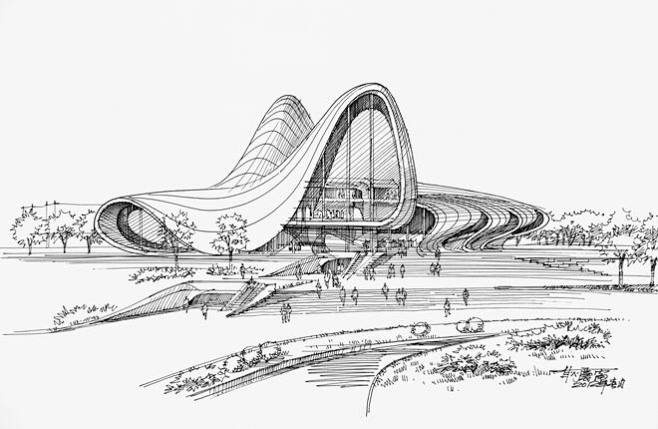 耿庆雷老师建筑钢笔速写作品欣赏