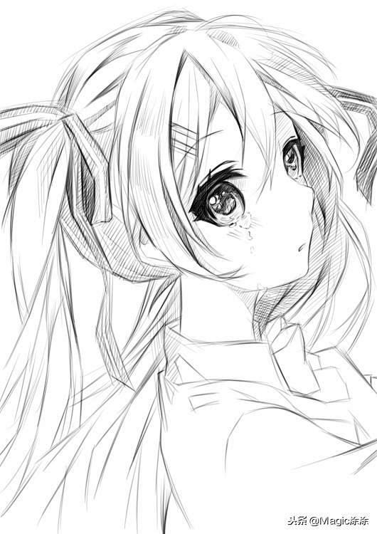 动漫线描初音未来