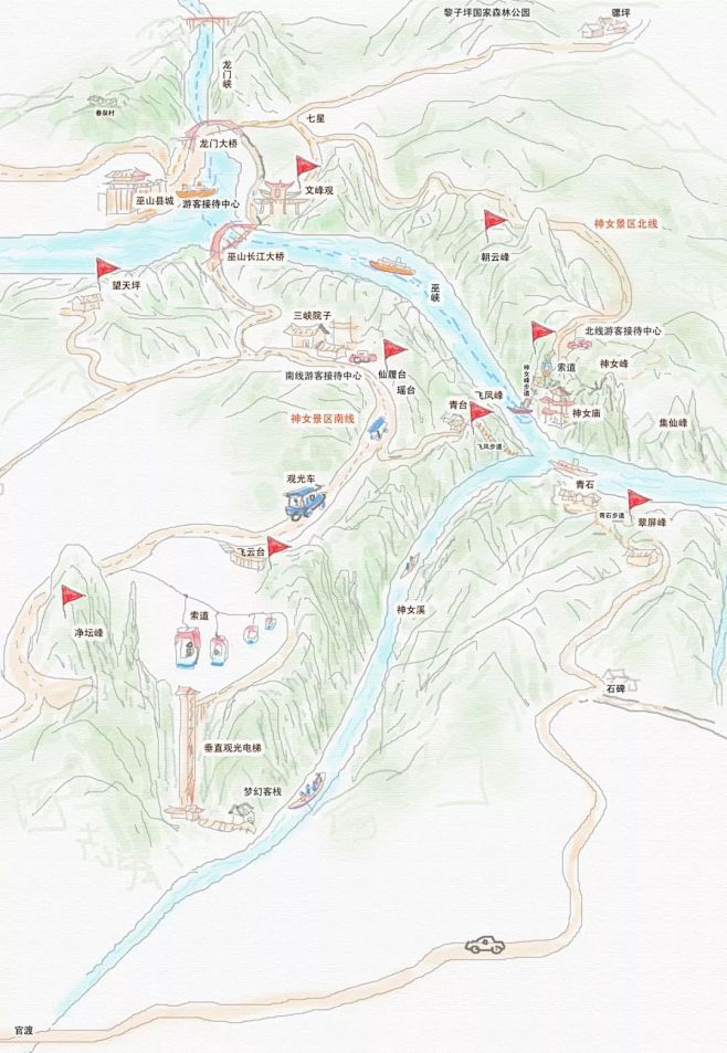 长江三峡旅游地图 江南+江北 新出炉:.