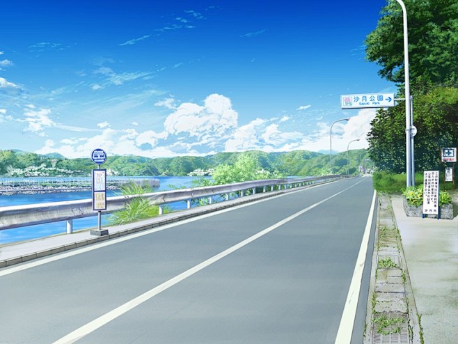 现代日式室外场景插画