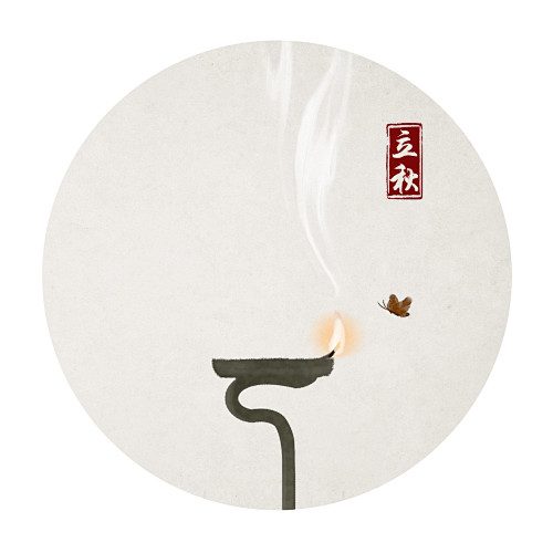 石家小鬼原创中式国画禅意水墨画青灯蜡烛蚊虫传统节日中国风素材背景