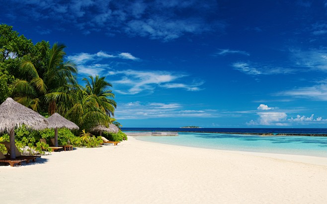 海岸热带风景自然马尔代夫的棕榈树hdr摄影天空的海滩海38402400壁纸