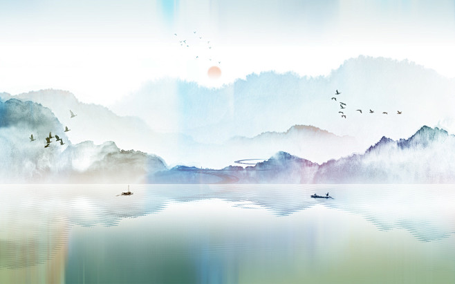山水-花瓣网|陪你做生活的设计师 | 中国风山水竹叶