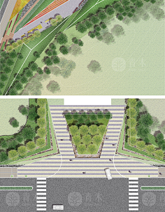 com ps13-道路景观彩平合集园林城市街道规划改造大道景观psd彩平素材