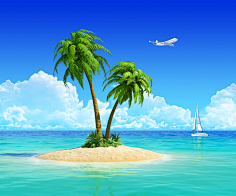 com 椰子树小岛风景图片